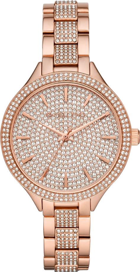 michael kors slim runway pave rose gold tone watch|slim runway rose gold.